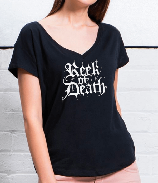 reek of death lockeres girlie v shirt